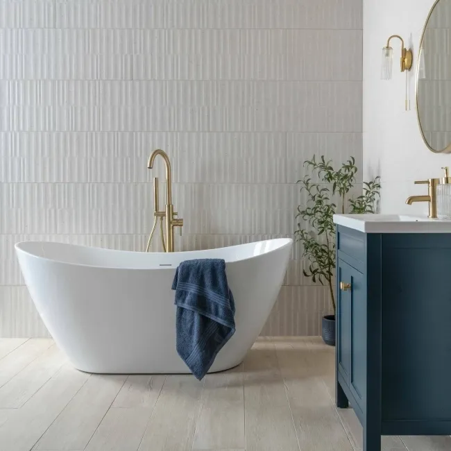 Dover Waves Bone Beige Matt Stone Effect Wall Tiles