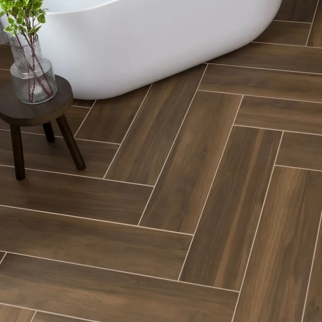 Heartwood Coffee Brown Matt Rectified Wood Effect Floor Tiles 888x220