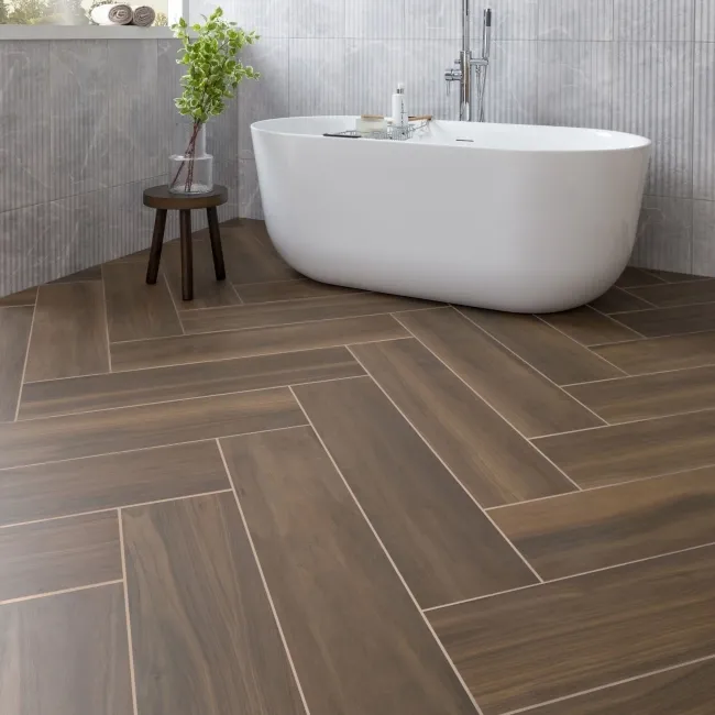 Heartwood Coffee Brown Matt Rectified Wood Effect Floor Tiles 888x220