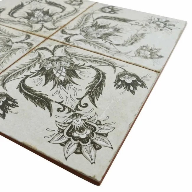 Helix Noir Black and White Matt Patterned Wall and Floor Tiles