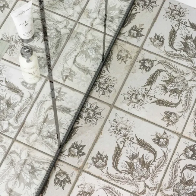 Helix Noir Black and White Matt Patterned Wall and Floor Tiles