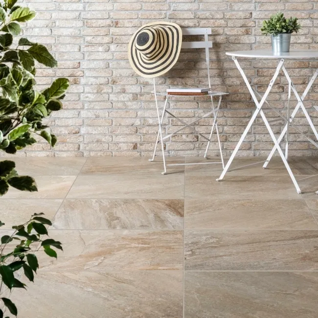 Icaria Ocre Brown Stone Effect 20mm Porcelain Paving Slabs