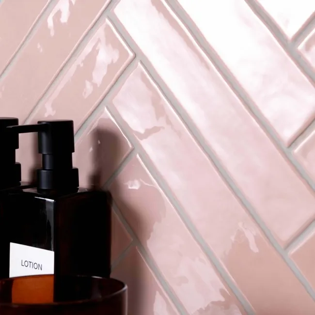 Ivybridge Baby Pink Gloss Metro Wall Tiles 250x50mm
