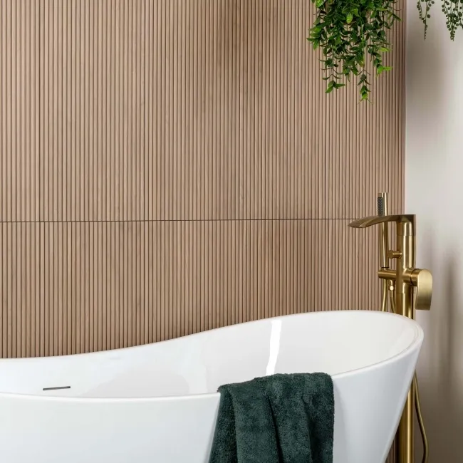 Contour Brown Oak Wood Slat Effect Wall Tiles