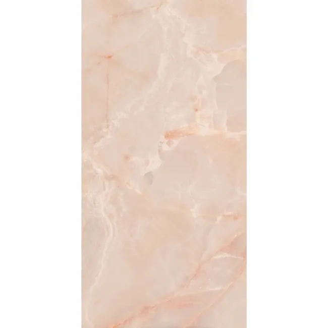 Peach Pink Polished Onyx Marble Effect Large Wall and Floor Tiles