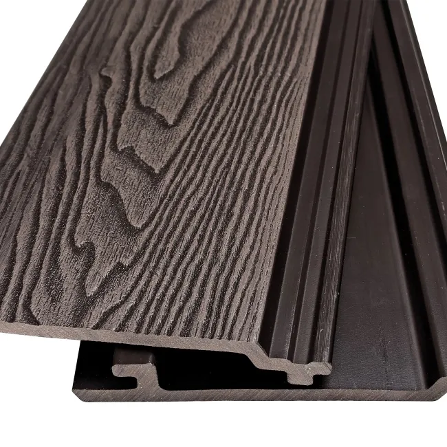 LuxeLine® Walnut Embossed Woodgrain Shiplap Composite Wall Cladding - 2.9M