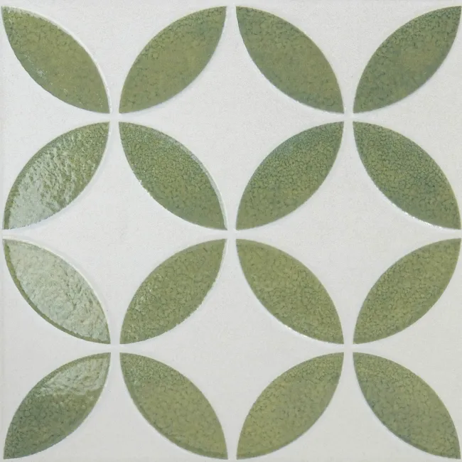 Westminster White and Green Matt Patterned Wall and Floor Tiles