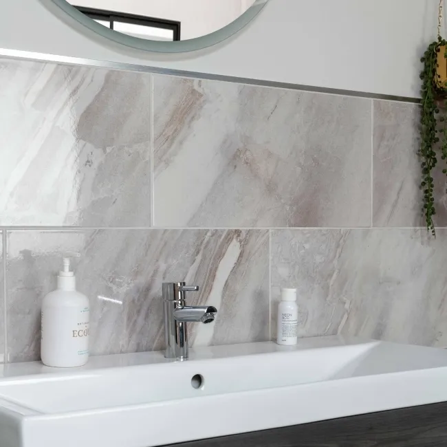Mediterranean Light Grey Marble Effect Wall Tiles