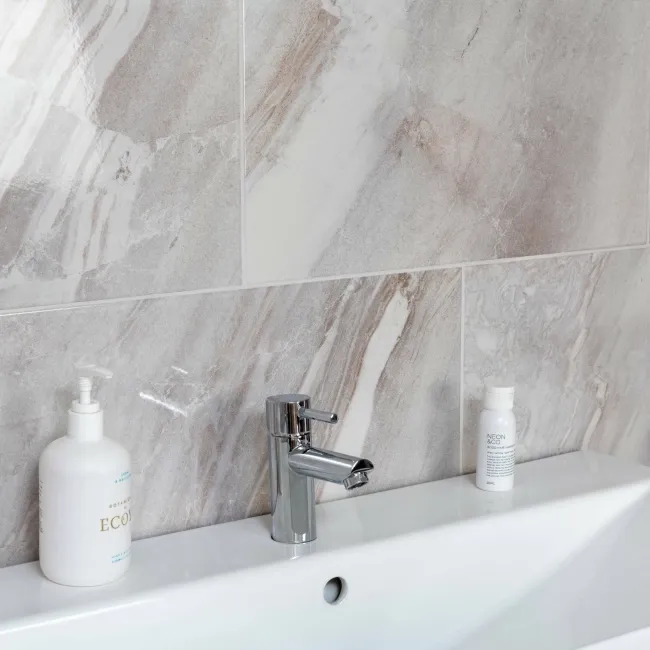 Mediterranean Light Grey Marble Effect Wall Tiles