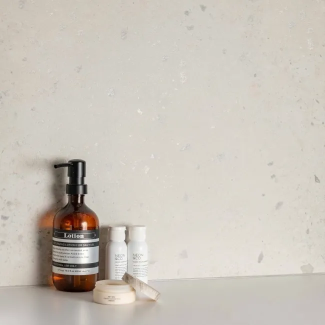 Flecks Matt Light Grey Terrazzo Effect Wall and Floor Tiles