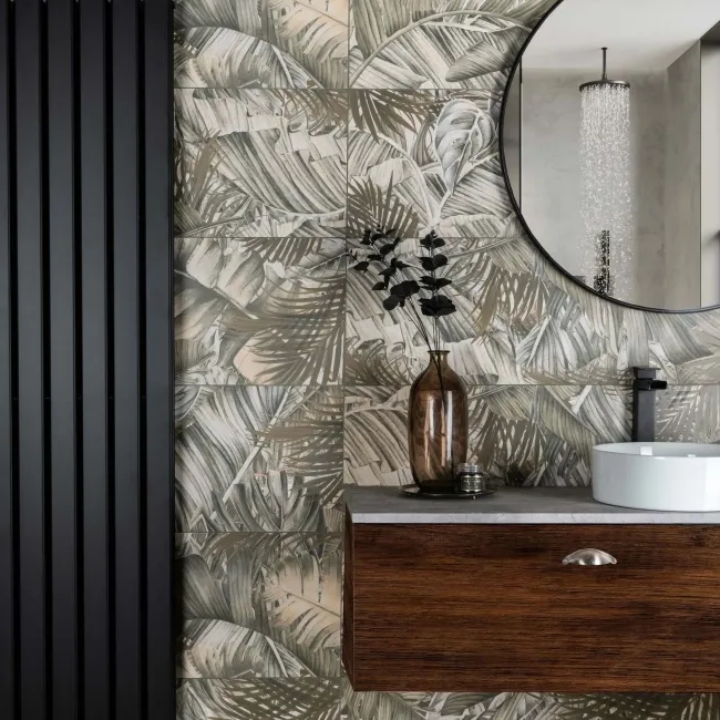 Nature's Way Botanical Green Matt Pattern Wall Tiles