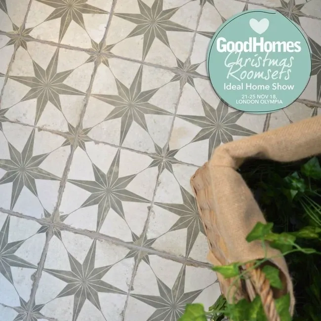Scintilla Olive Green Star Pattern Tiles