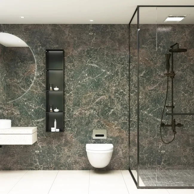 Trepanel Aqua Luxe® Green Dramatic Marble Effect Embossed Gloss SPC XXL Wall Panel