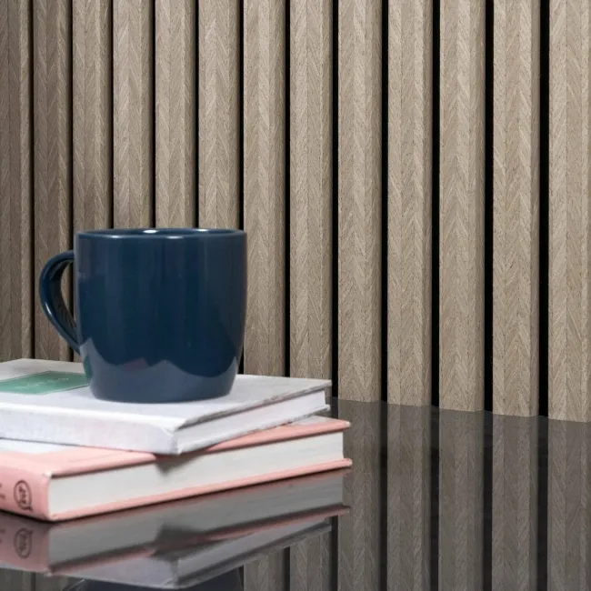 Trepanel® Chevron Hessian Beige Acoustic Wood Wall Panels