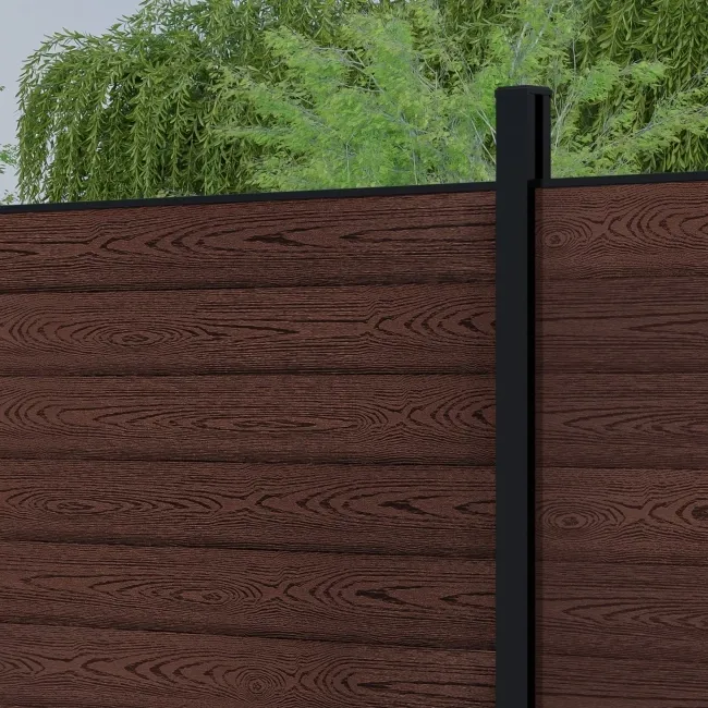 LuxeLine® Walnut Composite Fence Panel with Aluminium Post 6ft