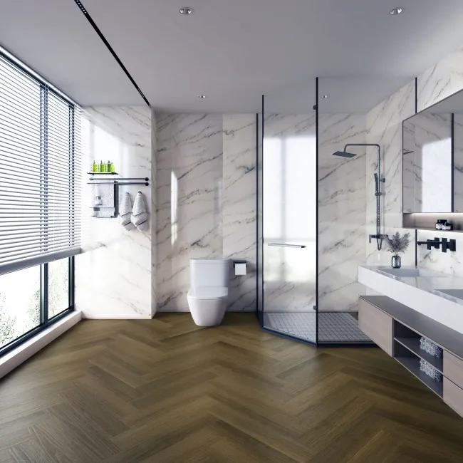 Trepanel Lux Walnut LVT Wood Effect Herringbone SPC Vinyl Flooring