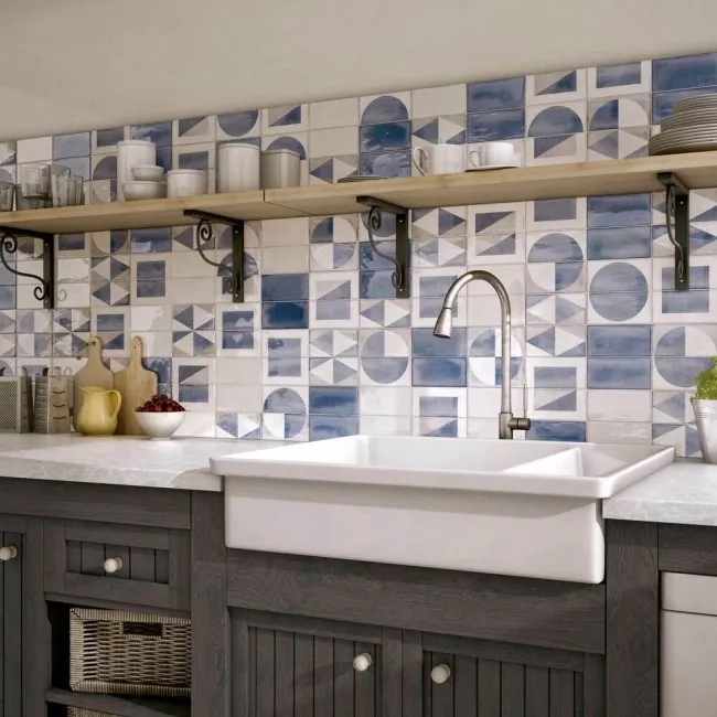 Chesham White Rustic Gloss Metro Wall Tiles 150x75