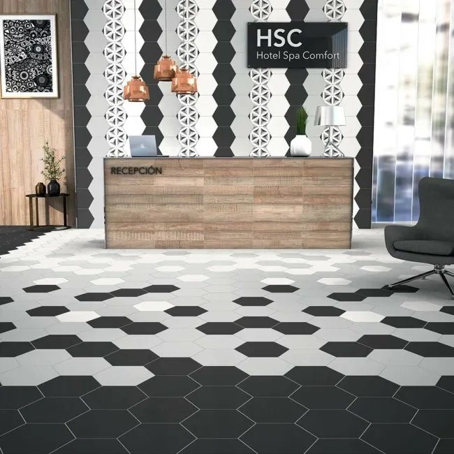 Aspect Black Matt Hexagon Wall and Floor Tiles