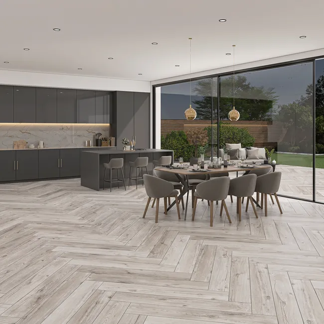 Muniellos Grey Wood Effect Porcelain Floor Tiles 1215x195