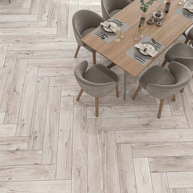 Muniellos Grey Wood Effect Porcelain Floor Tiles 1215x195