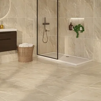 Devoke Beige Matt Stone Effect Wall and Floor Tiles 597x597