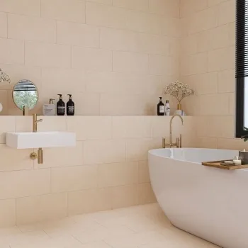 Fargo Beige Matt Stone Effect Anti Slip Wall and Floor Tiles 600x300