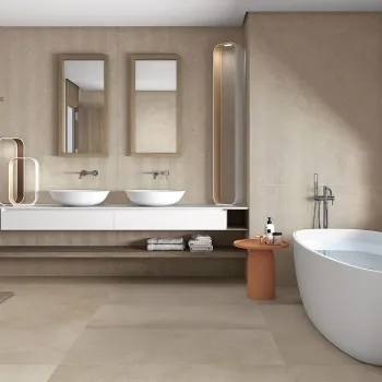Yuri® Cream 90% Recycled Matt Porcelain Tiles 1175x587