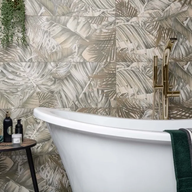 Nature's Way Botanical Green Matt Pattern Wall Tiles
