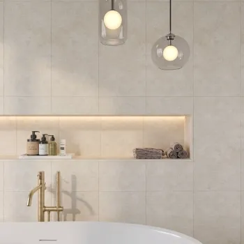 Fargo White Matt Stone Effect Anti Slip Wall and Floor Tiles 600x300