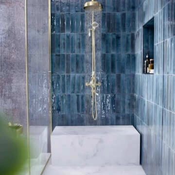 Hope Blue Gloss Brick Effect Wall Tiles