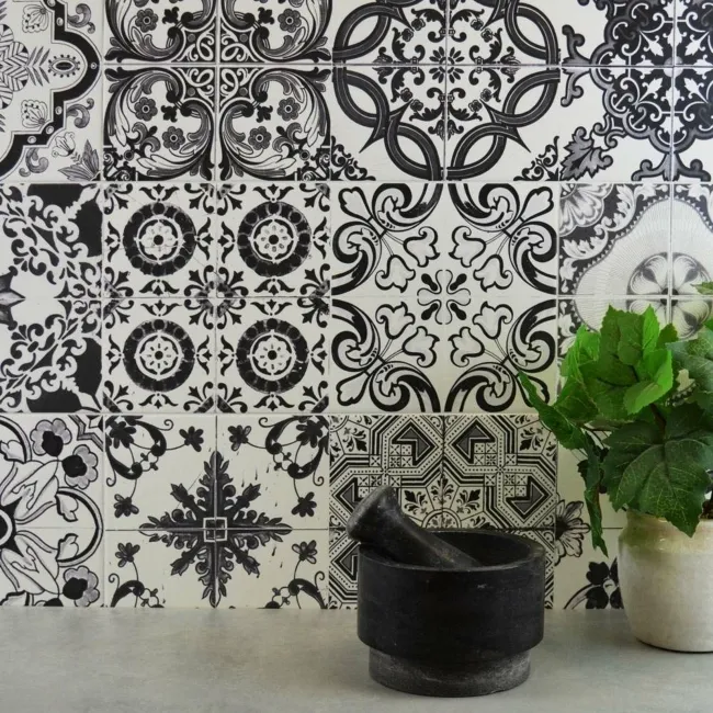 Eloquence Sloe Black Matt Patterned Wall Tiles