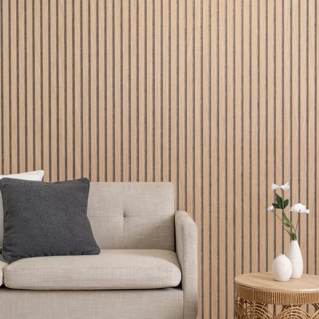 Trepanel® Oak on Grey Felt Acoustic Wood Wall Panels