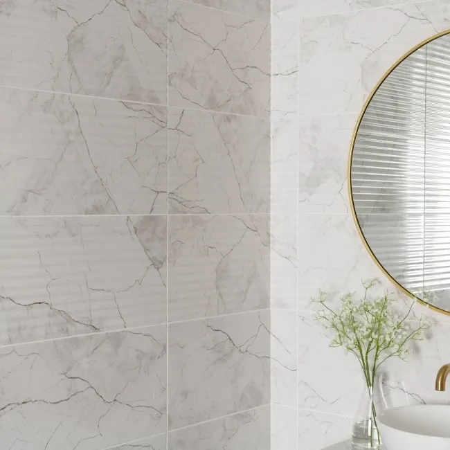 Clovelly White Decor Carrara Marble Effect Gloss Wall Tiles