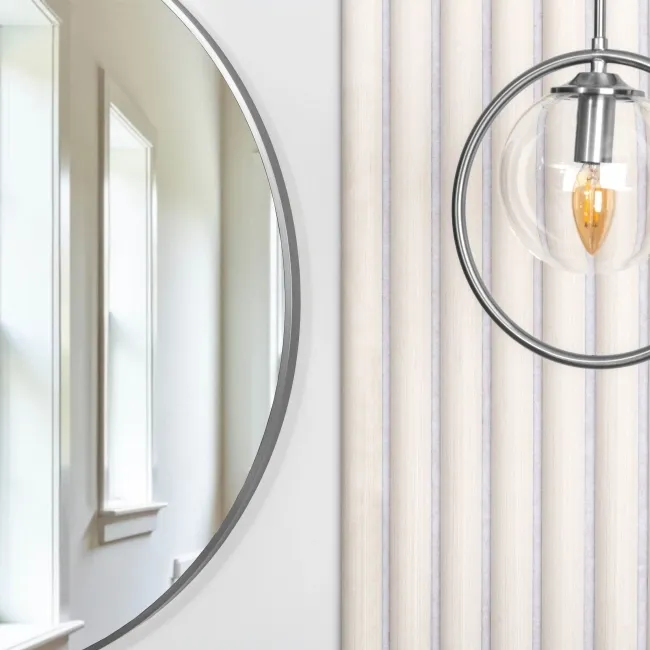 Trepanel Customise® Aluminium Framed Round Mirror Brushed Silver 800mm