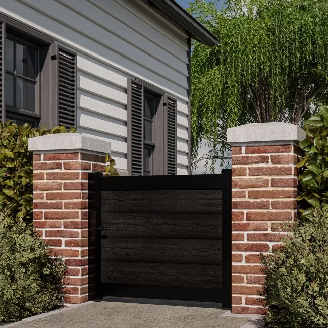 LuxeLine® Classic Black Pedestrian Side Gate 750x900mm - Standard Handle Lock