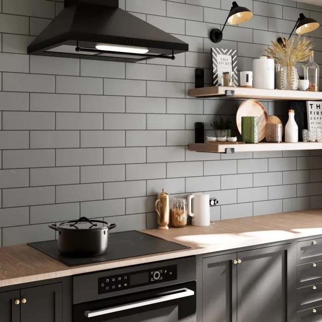 Linear Grey Matt Brick Shape Wall Tiles 300x100