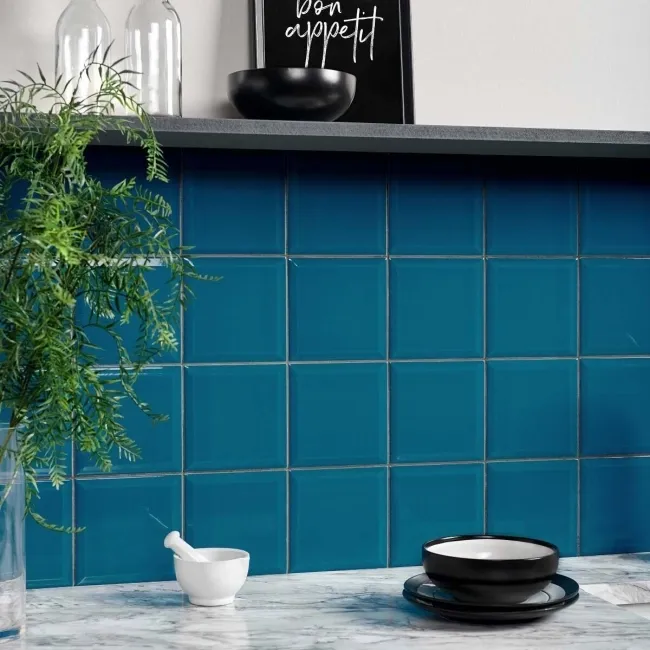 Capsule® Blue Gloss Bevelled 150x150 Wall Tiles