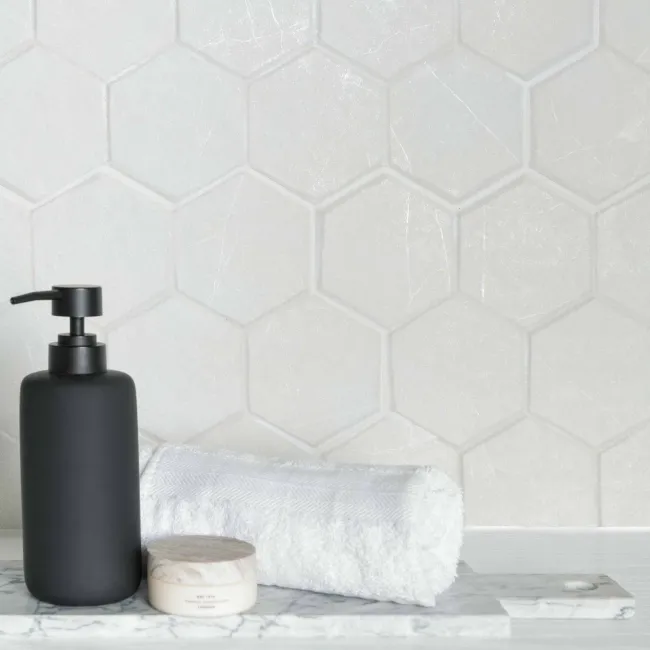 Chalkstone Hexagon Light Grey Matt Stone Effect Wall And Floor Tiles