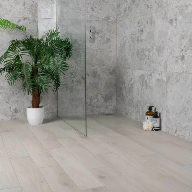 Hamptons Lime Washed White Wood Effect Porcelain Floor Tiles