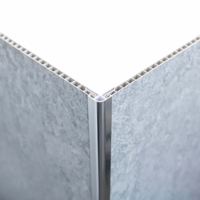 Trepanel Aqua® Shower Panel PVC External Corner Joint Silver