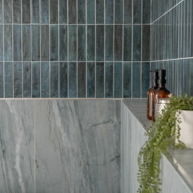 Falls Blue Semi Polished Marble Effect Large Wall and Floor Tiles