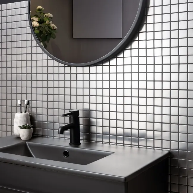 Hunan Brushed Mosaic Oriental Stainless Steel Tiles