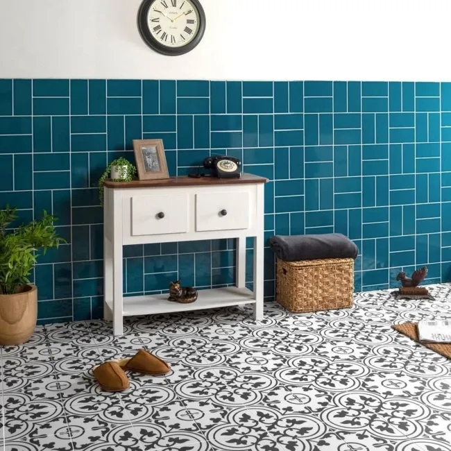 Ledbury Charcoal Black Pattern Wall and Floor Tiles