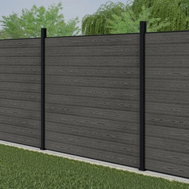 LuxeLine® Light Grey Composite Fence Panel with Aluminium Post 6ft
