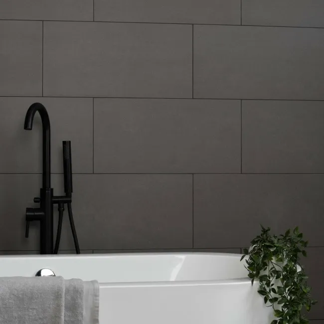 Lounge Matt Dark Grey Stone Effect 300x600 Floor Tiles