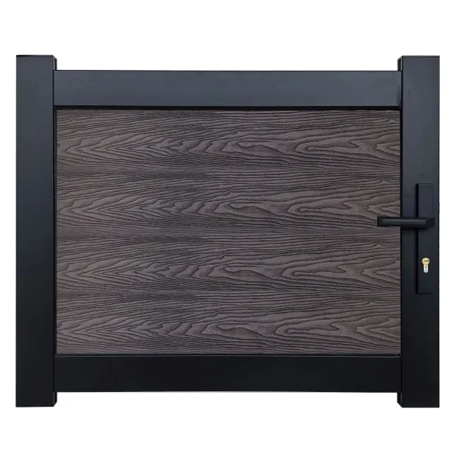 LuxeLine® Classic Walnut Pedestrian Side Gate 750x900mm - Standard Handle Lock