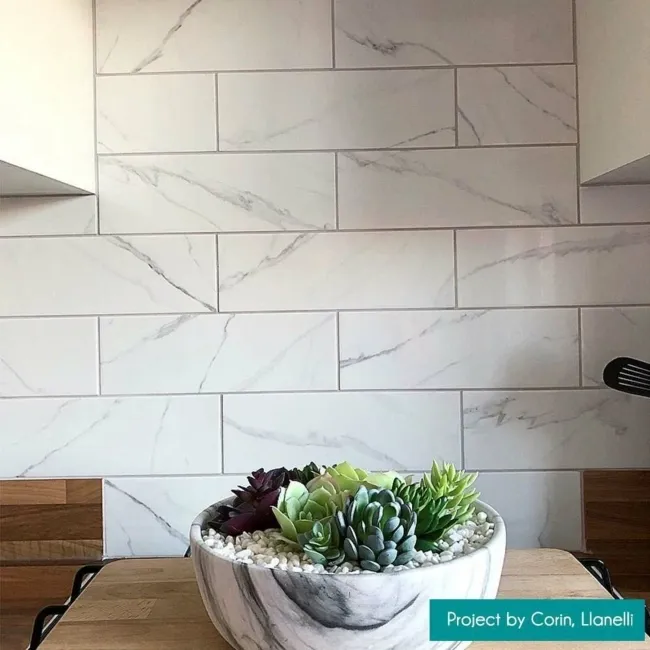 Vena Biana Flat Matt Marble Effect Metro Tiles 30x10