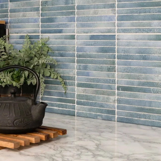 Meraki Blue Gloss Kitt-Kat Mosaic Effect Wall Tiles