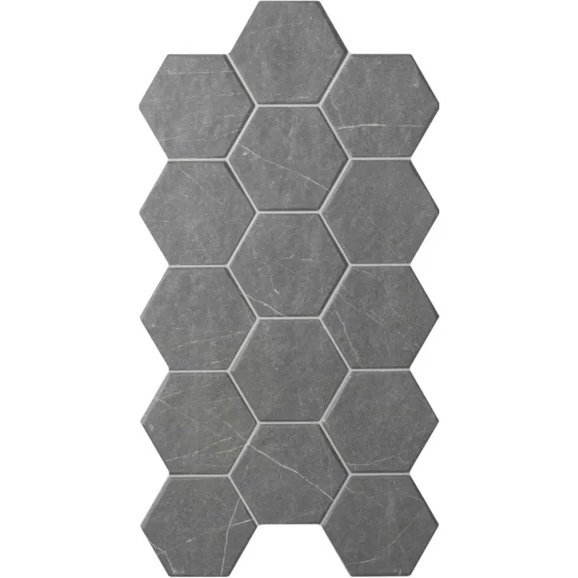 Chalkstone Hexagon Ash Grey Matt Stone Effect Wall And Floor Tiles