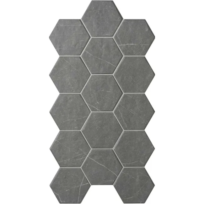Chalkstone Hexagon Ash Grey Matt Stone Effect Wall And Floor Tiles
